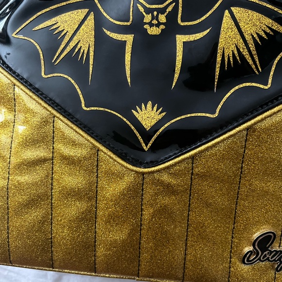 Sourpuss Black and Gold Bat Shoulder Bag - Picture 4 of 6